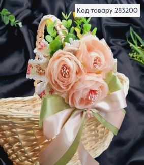 Повязка для корзины НЕЖНО-РОЖЕВЫЕ Розы на завязках, размер: 16*26см, Украина 283200 фото