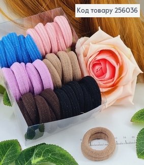 Резинка микрофибра Пастельная с люрексом, 30шт/уп., Китай 256036 фото