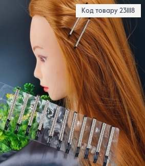 Набор невидимок (2шт) металл черная в камешках 6,5 см 2 шт/уп 231118 фото