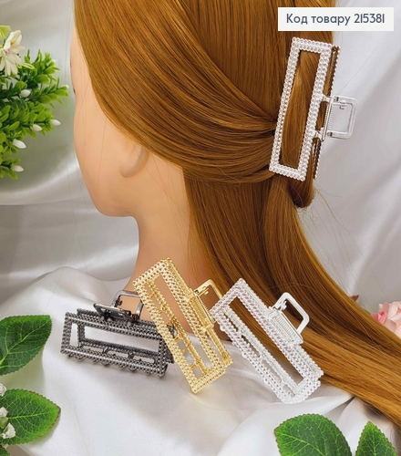 Краб металл, прямоугольный с тиснениями, 7см, цвета в ассорт. 215381 фото 1