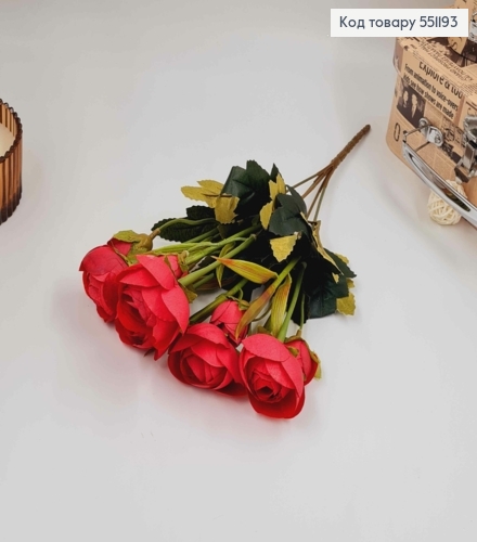 Композиція "Букет БОРДОВІ піони 5шт (3см)+ 5шт (2см)", висота 32см 551193 фото 2