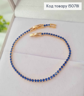 Браслет с рядом Синих камешков, шир. 2мм, дл. 17+2см, Xuping 18K 150781 фото