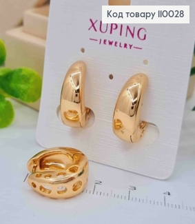 Сережки кільця розширені до низу, діаметр 1,9см, Xuping 18К 110028 фото