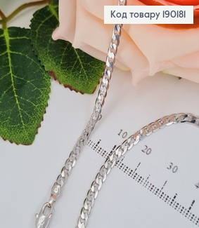 Цепочка родированная 60 см, панцирное плетение 3 мм 190181 фото