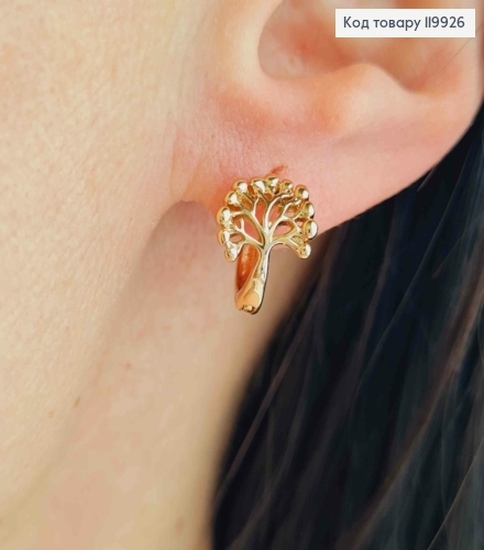 Серьги кольца "Дерево Жизни", диаметр 1,2см, Xuping 18К 119926 фото 2
