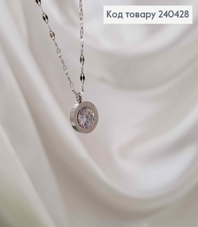 Цепочка плет. пластинками, с подвеской Римские часы, с камнем, дл.40+5 см, Stainless Steel 240428 фото