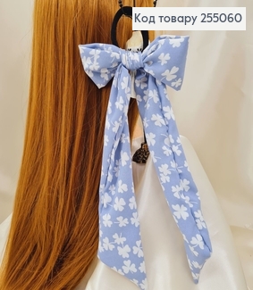 Резинка 5см  Твилли Бант серо-голубой , листики , длинный 9*27см( (ручная работа,Украина) 255060 фото