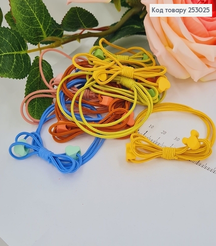 Резинка детская тройная с  сердцем 10 шт/уп 253025 фото 1
