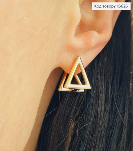 Серьги "Двойные треугольнички" 1,5см, англ. зам. Xuping 18K 116626 фото 1