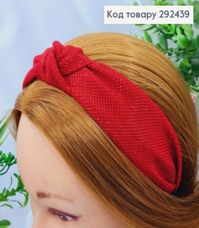 Обруч пластик, Чалма, в ткани с люрексом, Красного цвета, 3см, ручная работа, Украина. 292439 фото