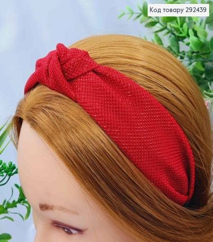 Обруч пластик, Чалма, в ткани с люрексом, Красного цвета, 3см, ручная работа, Украина. 292439 фото 1