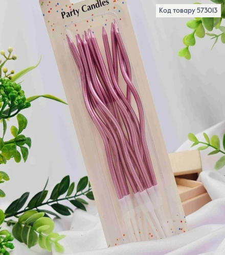 Свечи для торта, винтовые, Фиолетовый металлик, 12шт/уп. 11,5+4см 573013 фото 1