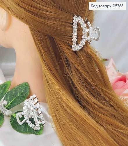 Краб металл, Полукруг в камешках, серебряного цвета, 4см 215388 фото 1