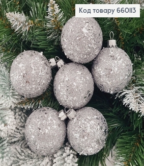 Набор шаров 60мм Луска СЕРЕБРО 6 шт/уп, Украина 660113 фото