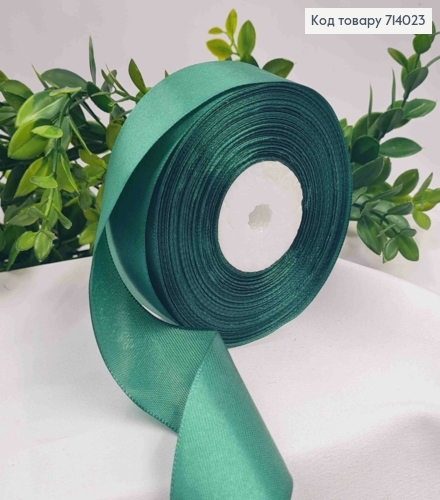 Лента атласная изумрудная (цвет 056), ширина 4см, длина 36 ярдов (33м) 714023 фото 1