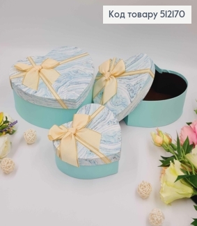 Набор коробок, Сердце, цвет Тиффани "Мрамор", 3шт(15х13х6см, 18х15х7см, 21х18х9см) 512170 фото