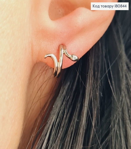 Сережки родовані кільця Змійка 1см, Xuping 180844 фото 2