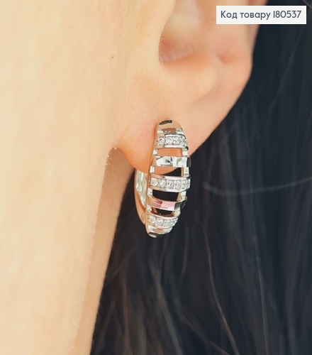 Серьги родированые Овал, английская застежка 1,6*0,6см Xuping 180537 фото 1