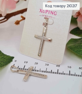 Крестик родованный с камнями, размер 2,5*1,8см, Xuping 18K 210217 фото