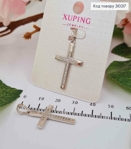 Крестик родованный с камнями, размер 2,5*1,8см, Xuping 18K 210217 фото 1