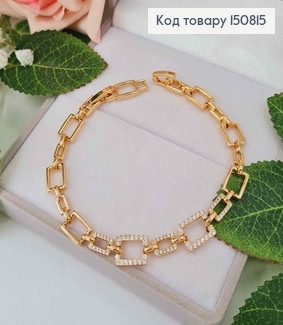 Браслет плетеный из прямоугольничков, в камнях, шир.5-7мм, дл. 19см 150815 фото