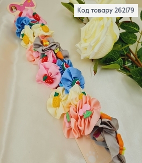 Резинка детская Бантик с фруктами цветная 20 шт/уп 262179 фото