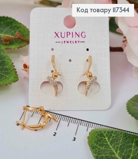 Серьги "Рatience" с камешками, дл. 2см, англ. застежка, Xuping 18K 117344 фото