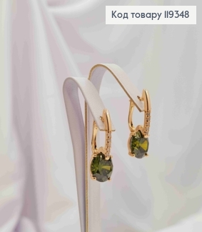 Серьги с изысканным оливковым камнем, 2,5см, англ. застежка, XUPING 18K 119348 фото
