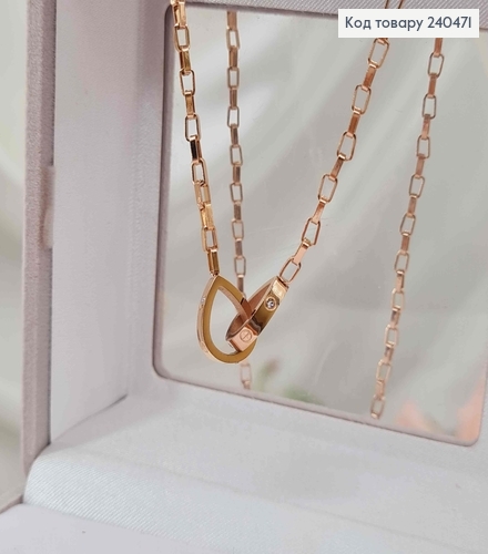 Цепочка, золотого цвета, с подвеской Два сердца Картье, 40+5см, сталь Stainless Steel 240471 фото 1