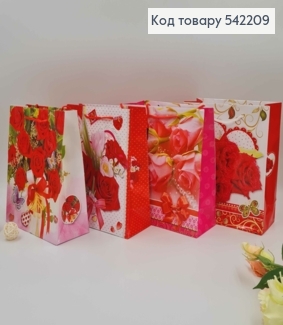 Пакет бумажный, "Букеты Роз" в ассорт. 21,5*18*8см 542209 фото
