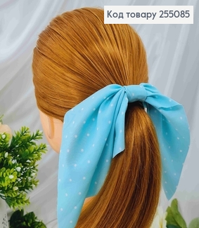 Резинка 5см, Твилли с бантиком, Бирюзового цвета, в горошек, дл.16см 255085 фото