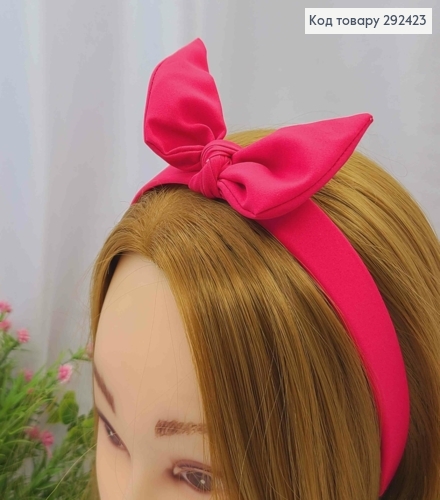 Обруч пластик в тканині "Солоха", Малинового кольору, 2,5см, ручна робота, Україна 292423 фото 1