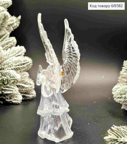 Фигурка "АНГЕЛ", ПРОЗРАЧНЫЙ с блеском, 15*7см, новогоднее украшение, пластик. 619382 фото 2