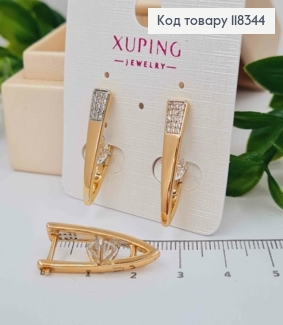 Сережки стріли прикрашені Яскравим камінням, 2,5см, англійська застібка, XUPING 18K 118344 фото