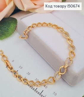 Браслет "Капельки" с камнями, длина 17+2см, Xuping 18К 150674 фото