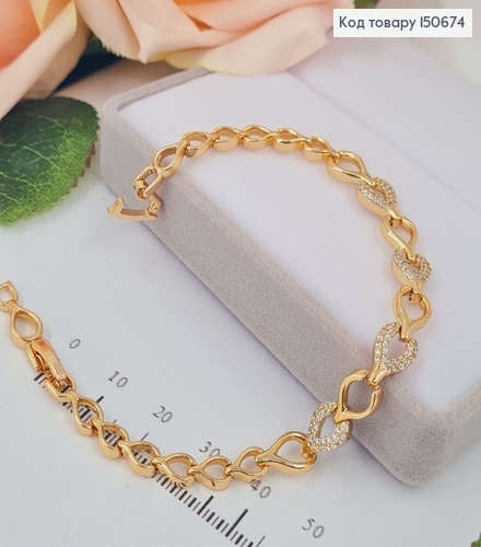 Браслет "Капельки" с камнями, длина 17+2см, Xuping 18К 150674 фото 1