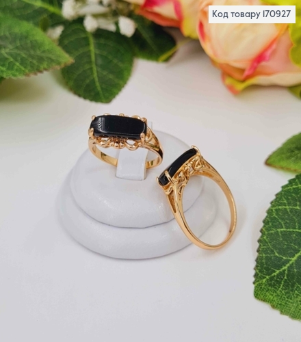 Кольцо, С прямоугольной Черной пластинкой, Xuping 18К 170927 фото 1