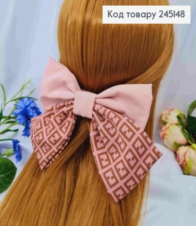 Заколка (6,5см), БАНТ FENDI, Розового цвета, 13*11см 245148 фото