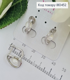 Серьги с жемчужиной и камешками родованное Xuping 180452 фото