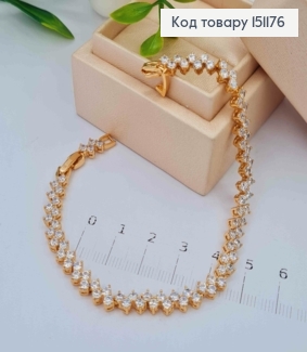 Браслет плетеный Блестящими камешками, длина 17+2см, Xuping 18K 151176 фото