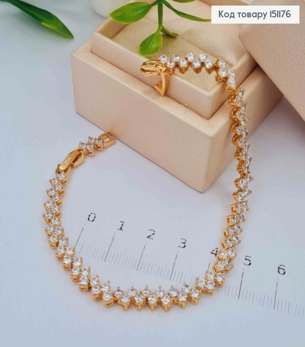 Браслет плетеный Блестящими камешками, длина 17+2см, Xuping 18K 151176 фото 1