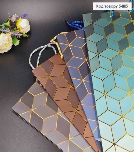 Пакет бумажный, "Мозаика омбре с золотом", в ассорт. 31*42*12см 541115 фото 2