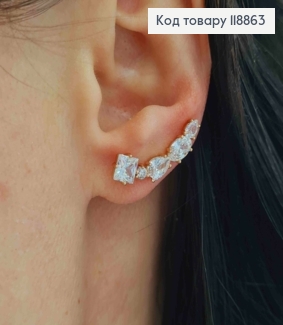 Серьги крючки украшены Блестящими камешками, 2,3см, Xuping 18К 118863 фото