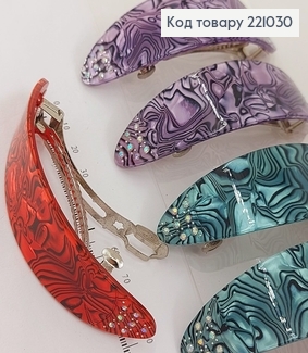 Заколка автомат пластик Мраморная с камнями 11см в асс. 221030 фото