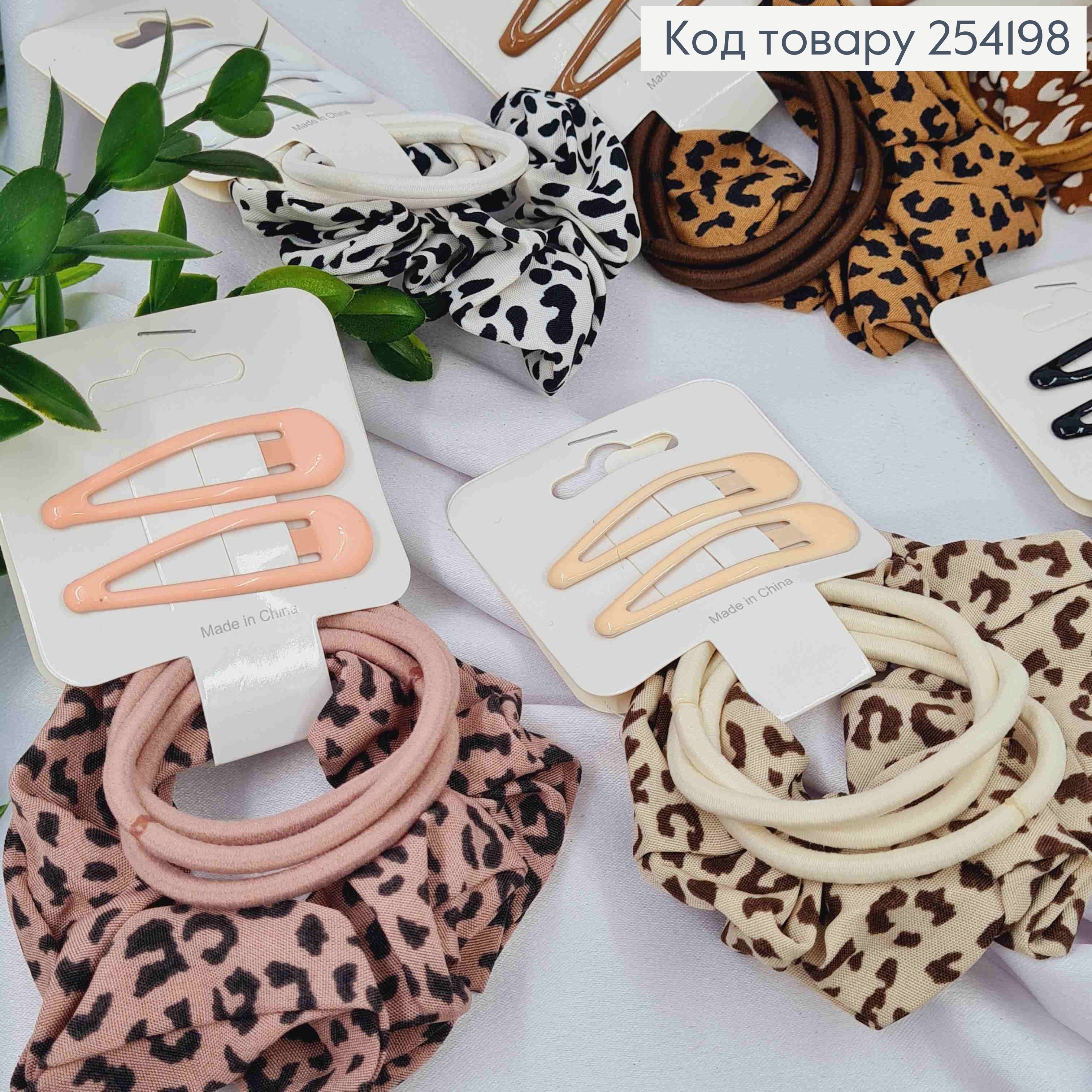 Набор: заколка Тик-Так (2шт/5см), Резинка (Шнурок-3шт/Объемная-1шт), Пастельные цвета в ассортименте 254198 фото 2