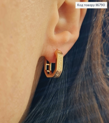 Серьги кольца 1,4см, "Версаче" с гранями, шир.4мм, Xuping 18К 116790 фото 2