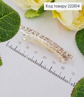 Заколка автомат, с строчкой камней, 6см. 222104 фото