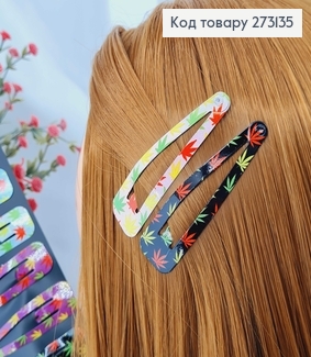 Заколки Тік-так 6.5 см, різнокольорове кленове листя, 10 шт/уп. 273135 фото