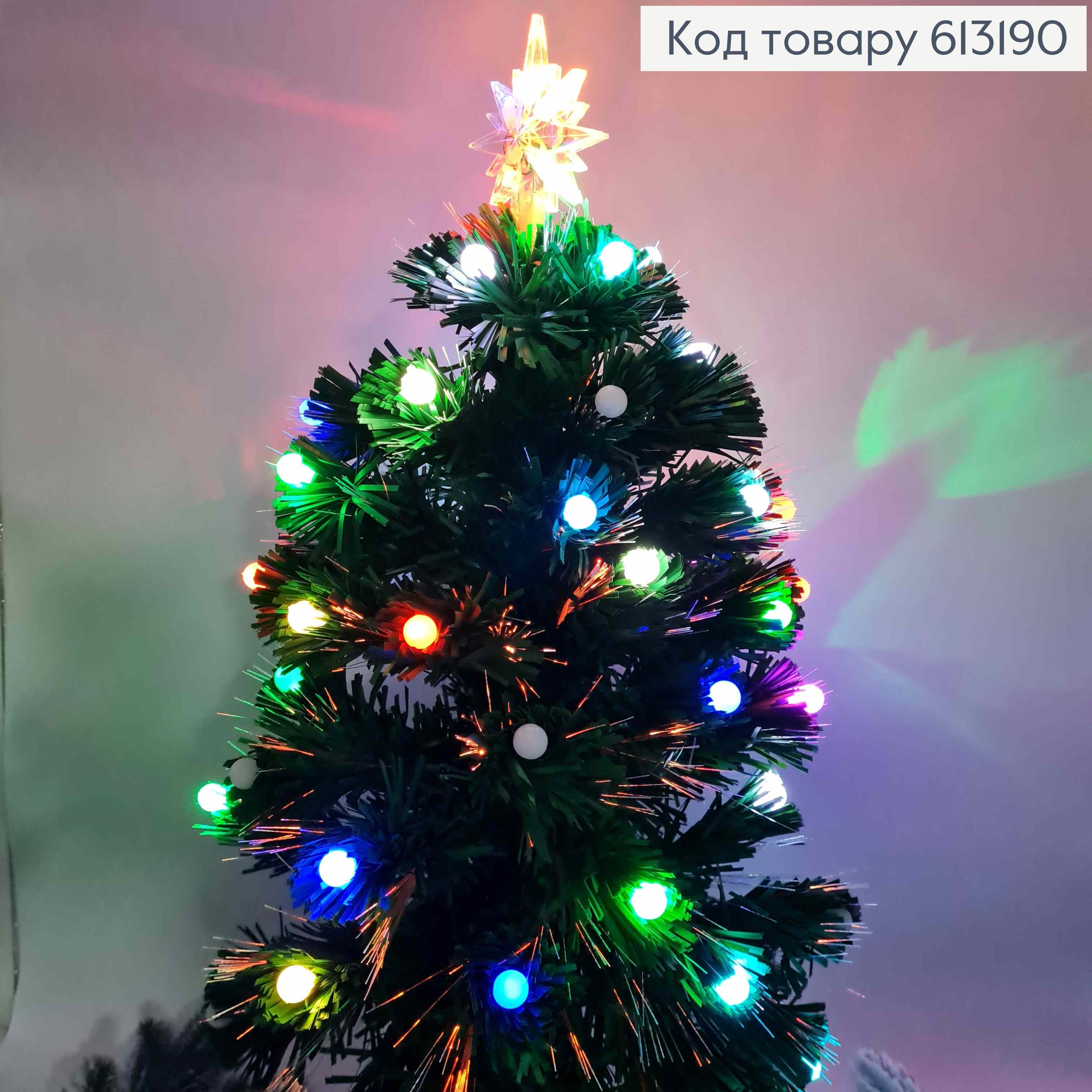 Елка-Гирлянда, Цветная мигающая с шариками, со звездой, зеленая, 70см (Мягкая) 613190 фото 1