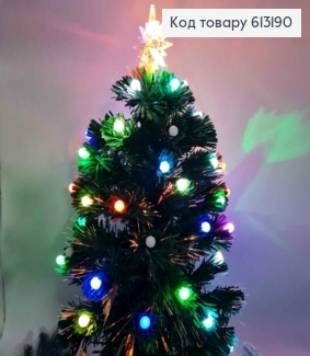 Елка-Гирлянда, Цветная мигающая с шариками, со звездой, зеленая, 70см (Мягкая) 613190 фото